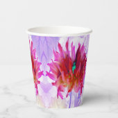 赤と素晴らし熱ピンクサボサボダリア 紙コップ (裏面)