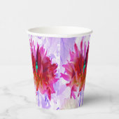 赤と素晴らし熱ピンクサボサボダリア 紙コップ (右)