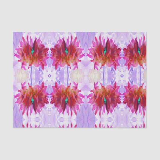 赤と素晴らし熱ピンクサボサボダリア 薄葉紙 (正面)