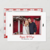 赤と素朴白のギンガムフランネルクリスマスツリー 案内ポストカード (正面/裏面)