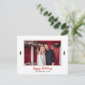 赤と素朴白のギンガムフランネルクリスマスツリー 案内ポストカード (スタンド正面)