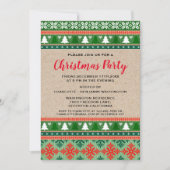 赤と素朴緑のクリスマスの醜いセーターパーティー 招待状 (正面)