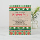 赤と素朴緑のクリスマスの醜いセーターパーティー 招待状 (スタンド正面)
