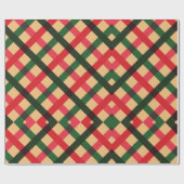 赤と素朴緑のタータンチェック格子模様ホリデーラッピング ラッピングペーパー (フラット)