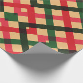 赤と素朴緑のタータンチェック格子模様ホリデーラッピング ラッピングペーパー (角)