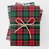 赤と素朴緑のブラックウォッチプレイドクリスマス ラッピングペーパーシート (インサイチュ)
