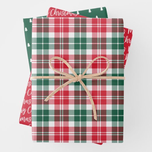 赤と素朴緑の時計はクリスマスに楽しんで ラッピングペーパーシート (インサイチュ)