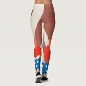 赤と素朴青の愛国的なスターアクセント レギンス (裏面)