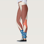 赤と素朴青の愛国的なスターアクセント レギンス (左)