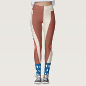 赤と素朴青の愛国的なスターアクセント レギンス (正面)