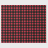 赤と素朴黒のバッファローの格子状クリスマス ラッピングペーパー (フラット)