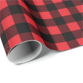 赤と素朴黒のバッファローの格子状クリスマス ラッピングペーパー (ロールコーナー)