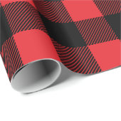 赤と素朴黒のバッファローの格子状クリスマス ラッピングペーパー (ロールコーナー)