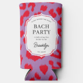 赤と紫のアニマルプリントの独身最後の祭り スリム缶クーラー (正面)