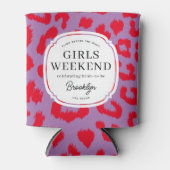 赤と紫のアニマルプリントの独身最後の祭り 缶クーラー (正面)