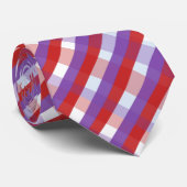 赤と紫のギンガストライプのム ネクタイ (ロール)