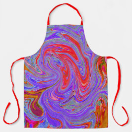 赤と紫のグルービー抽象芸術レトロアート エプロン