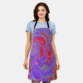 赤と紫のグルービー抽象芸術レトロアート エプロン