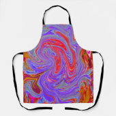 赤と紫のグルービー抽象芸術レトロアート エプロン (正面)