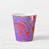 赤と紫のグルービー抽象芸術レトロアート カフェラテマグ (正面)