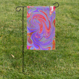 赤と紫のグルービー抽象芸術レトロアート ガーデンフラッグ