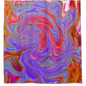 赤と紫のグルービー抽象芸術レトロアート シャワーカーテン (正面)