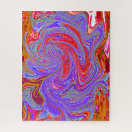 赤と紫のグルービー抽象芸術レトロアート ジグソーパズル