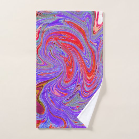 赤と紫のグルービー抽象芸術レトロアート バスタオルセット (ハンドタオル)