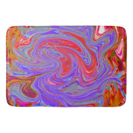 赤と紫のグルービー抽象芸術レトロアート バスマット