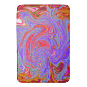 赤と紫のグルービー抽象芸術レトロアート バスマット (正面縦)