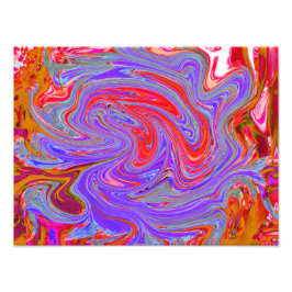 赤と紫のグルービー抽象芸術レトロアート フォトプリント           