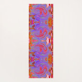 赤と紫のグルービー抽象芸術レトロアート ヨガマット (裏面)