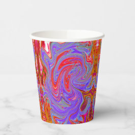 赤と紫のグルービー抽象芸術レトロアート 紙コップ