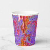 赤と紫のグルービー抽象芸術レトロアート 紙コップ (右)