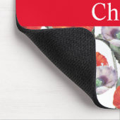 赤と紫のケシのパタパーソナライズされたーン マウスパッド (コーナー)