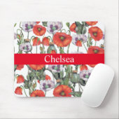 赤と紫のケシのパタパーソナライズされたーン マウスパッド (マウス)