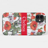 赤と紫のケシのパタパーソナライズされたーン Case-Mate iPhoneケース (裏面(横))