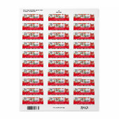 赤と紫のケシのパターン差出人住所 ラベル (フルシート)