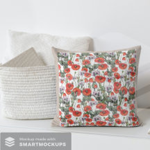 赤と紫のケシの柄