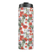 赤と紫のケシの柄 タンブラー (正面)