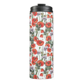 赤と紫のケシの柄 タンブラー