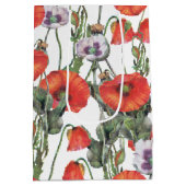 赤と紫のケシの柄 ミディアムペーパーバッグ (裏面)