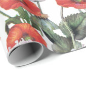 赤と紫のケシの柄 ラッピングペーパー (ロールコーナー)