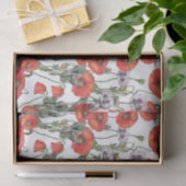 赤と紫のケシの柄 薄葉紙 (ギフト)