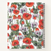 赤と紫のケシ柄のパーソナライズされたレシピ ノートブック (裏面)