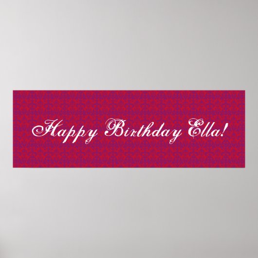 赤と紫のダマスクバナー ポスター (正面)