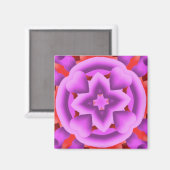 赤と紫のハートとダイヤモンド万華鏡のように千変万化するパターン マグネット (正面/裏面)