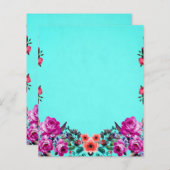 赤と紫のバラ ターコイズ スクラップブッキングペーパー (正面/裏面)