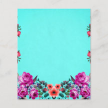 赤と紫のバラ ターコイズ スクラップブッキングペーパー