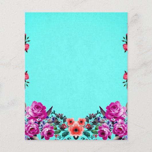 赤と紫のバラ ターコイズ スクラップブッキングペーパー (正面)